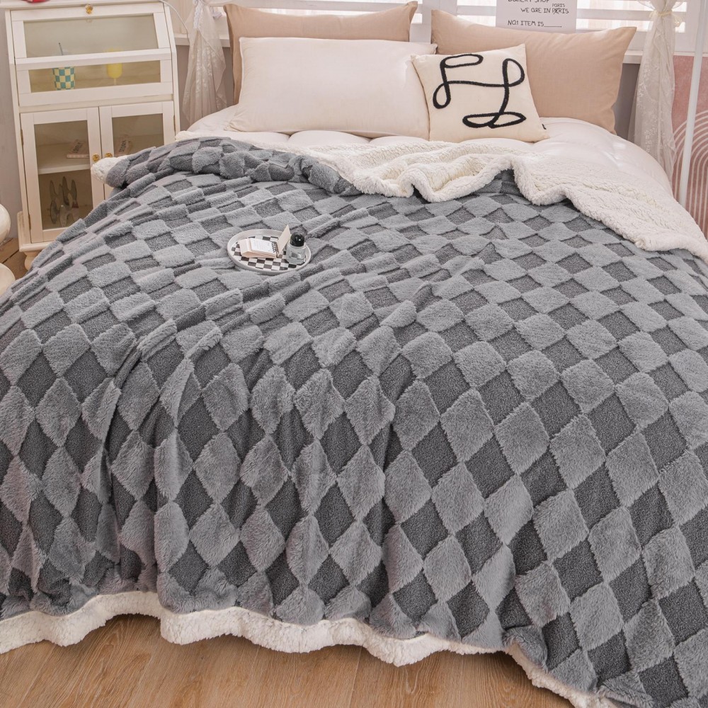 Patura cu blanita de iepure si catifea 200×230 cm PCBI5-GRI PATURI COCOLINO BLANA IEPURE