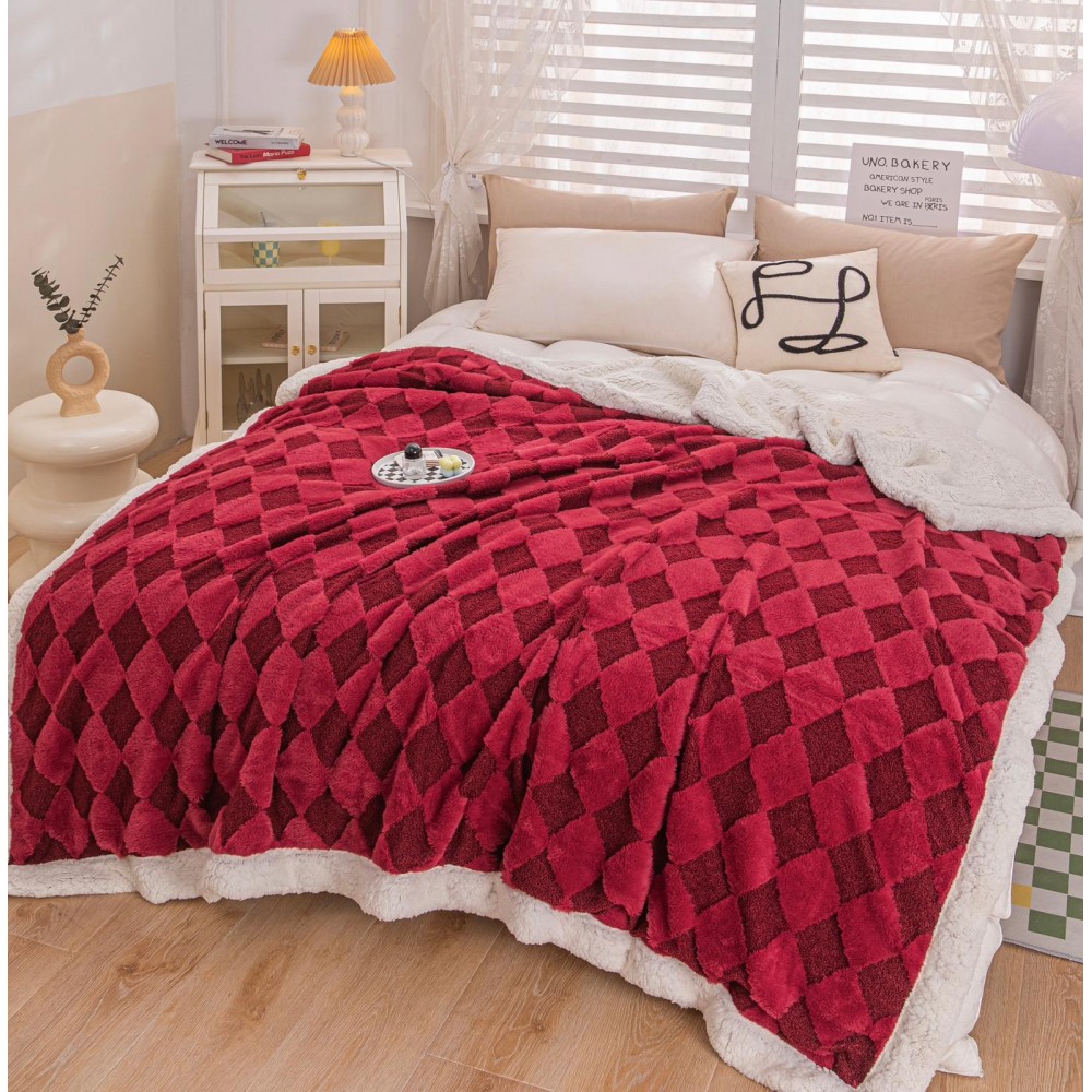Patura cu blanita de iepure si catifea 200×230 cm PCBI3-ROSU PATURI COCOLINO BLANA IEPURE