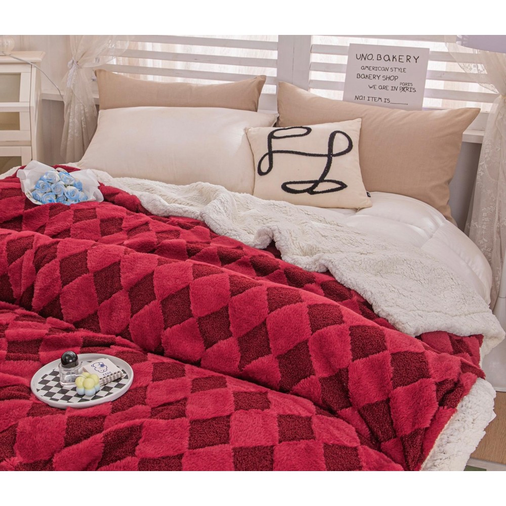 Patura cu blanita de iepure si catifea 200×230 cm PCBI3-ROSU PATURI COCOLINO BLANA IEPURE