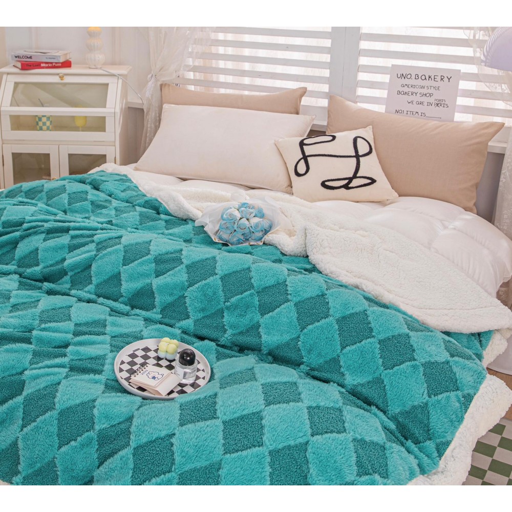 Patura cu blanita de iepure si catifea 200×230 cm PCBI2-TURQOISE PATURI COCOLINO BLANA IEPURE