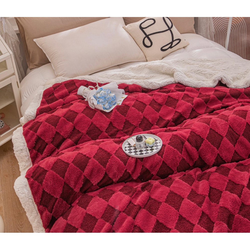 Patura cu blanita de iepure si catifea 200×230 cm PCBI3-ROSU PATURI COCOLINO BLANA IEPURE