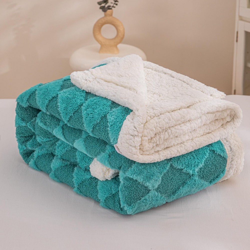 Patura cu blanita de iepure si catifea 200×230 cm PCBI2-TURQOISE PATURI COCOLINO BLANA IEPURE