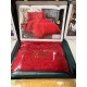 Cuvertura de lux cu broderie eleganta, 6 piese, pat 2 persoane, ROSU, CL6PL7 CUVERTURI LUX 6 PIESE  CATIFEA