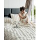 Lenjerie pat dublu, ExtraPufoasa, din Blanita artificiala de Iepure, 6 piese, Jojo Home LCBI07,  BEJ DESCHIS LENJERII BLANITA ARTIFICIALA IEPURE 6 PIESE