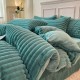 Lenjerie pufoasa  pentru pat dublu din blana artificiala de iepure 4 piese ,verde, LCIU5 LENJERII COCOLINO BLANITA ARTIFICIALA IEPURE 4 PIESE