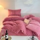 Lenjerie pufoasa  pentru pat dublu din blana artificiala de iepure 4 piese ,roz, LCIU8 LENJERII COCOLINO BLANITA ARTIFICIALA IEPURE 4 PIESE