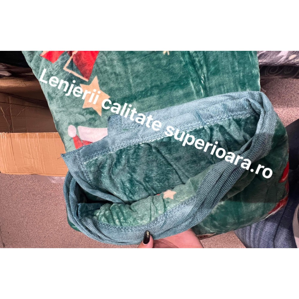 Pătură catifelată cocolino-MATERIAL GROS pentru pat dublu PJCC10 Pături cocolino groase cu motive craciun