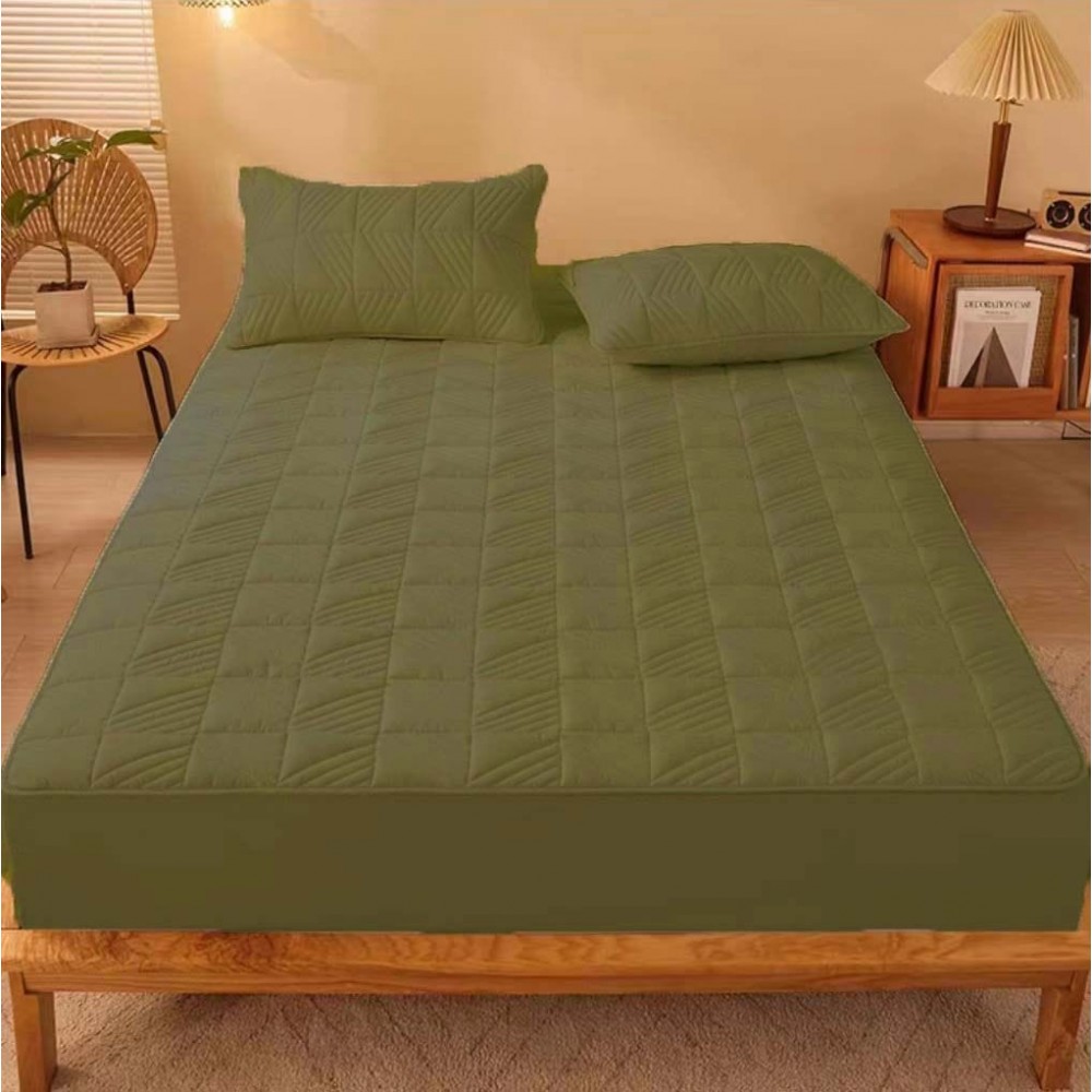 Husã matlasatã tip topper din bumbac satinat, 180x200cm + 2 fete de perna 50x70cm, KAKI HUSE FINET MATLASAT 180x200