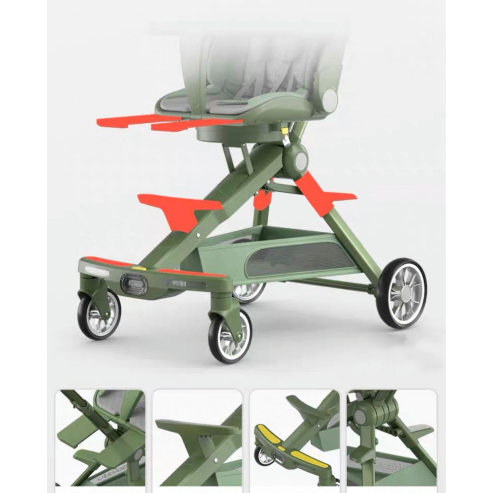 Cărucior muzical , compatibil avion, verde,  l-sun c2-3 CARUCIOARE COPII