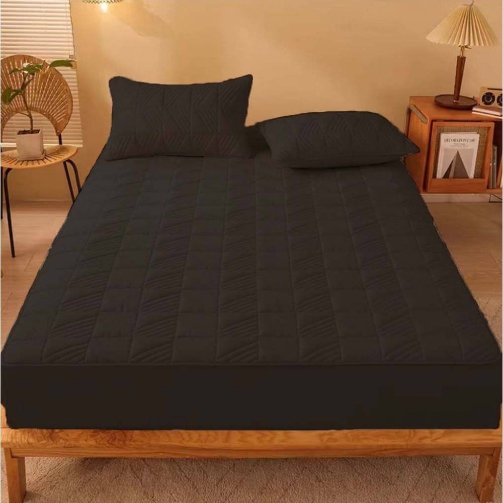 Husã matlasatã tip topper din bumbac satinat, 180x200cm + 2 fete de perna 50x70cm, NEGRU HUSE FINET MATLASAT 180x200