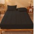 Husã matlasatã tip topper din bumbac satinat, 180x200cm + 2 fete de perna 50x70cm, NEGRU