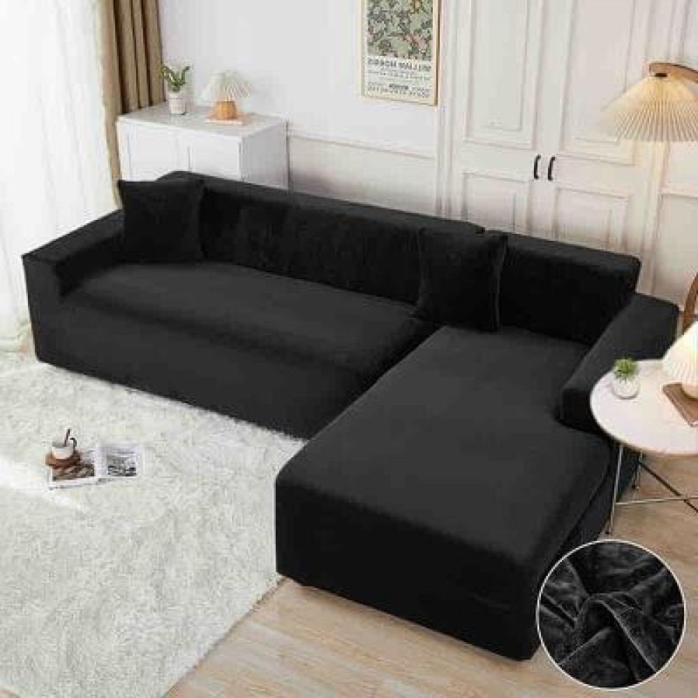 Husa de Canapea din Catifea 2 Locu , NEGRU HUSE ELASTICE CATIFEA FOTOLII,CANAPELE SI COLTARE
