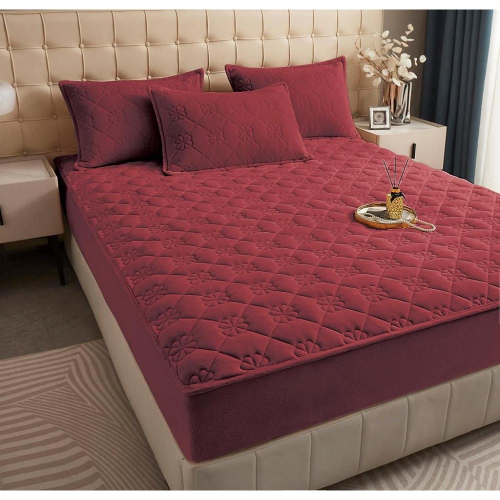 Huse/Topper pentru saltea cu elastic 180x200,vișiniu Huse catifea TOPPER pt saltea cu elastic 180x200