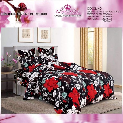  LENJERIE PUFOASA COCOLINO CU 6 PIESE PENTRU PAT DUBLU LC-78