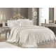 Cuvertura de lux cu broderie eleganta, 6 piese, pat 2 persoane, ALB, CL6PL2 CUVERTURI LUX 6 PIESE  CATIFEA