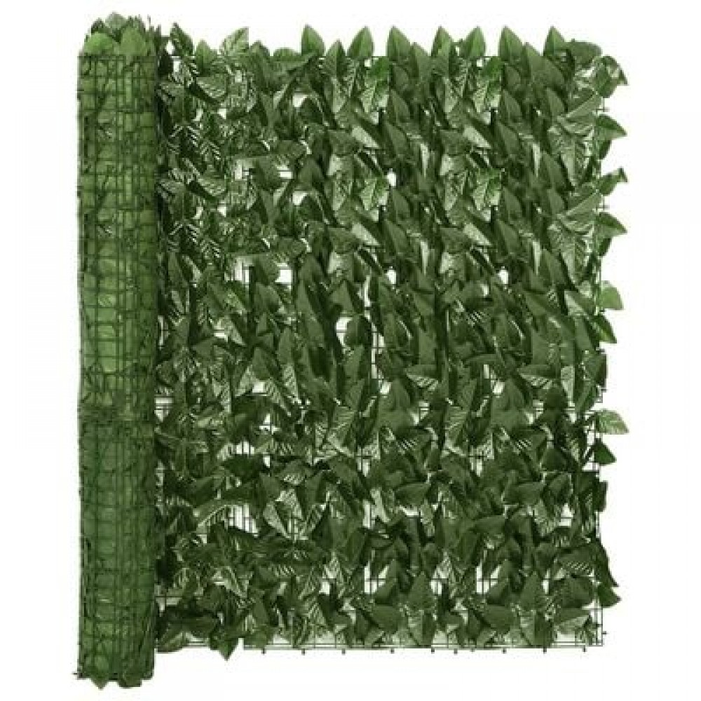 Paravan pt balcon,foișor,gard din frunze verde închis, 300x100 cm