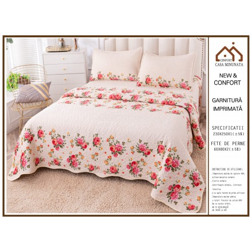 Cuvertura de pat din Catifea + 2 fețe de perna PCTF7