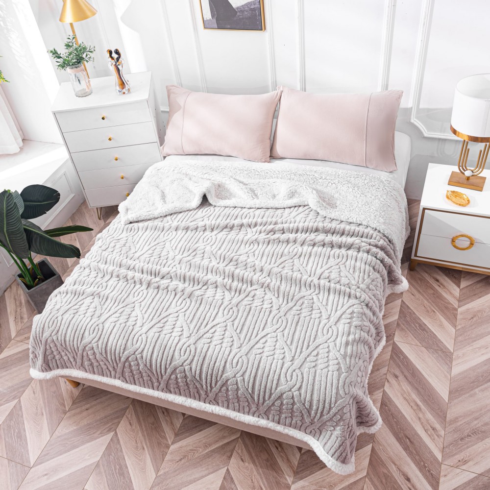 Patura CoCoLiNo Serpuit cu blanita, tip Tricotaj impletit, 200x230cm,gri PATURI CU BLANITA TIP TRICOTAJ