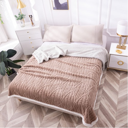 Patura CoCoLiNo Serpuit cu blanita, tip Tricotaj impletit, 200x230cm,maro deshis