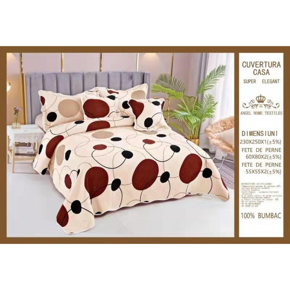Cuvertura de pat, 5 piese, 230X250 CM, (BUMBAC 100%),CUV_5P1 Cuverturi din bumbac 5 piese