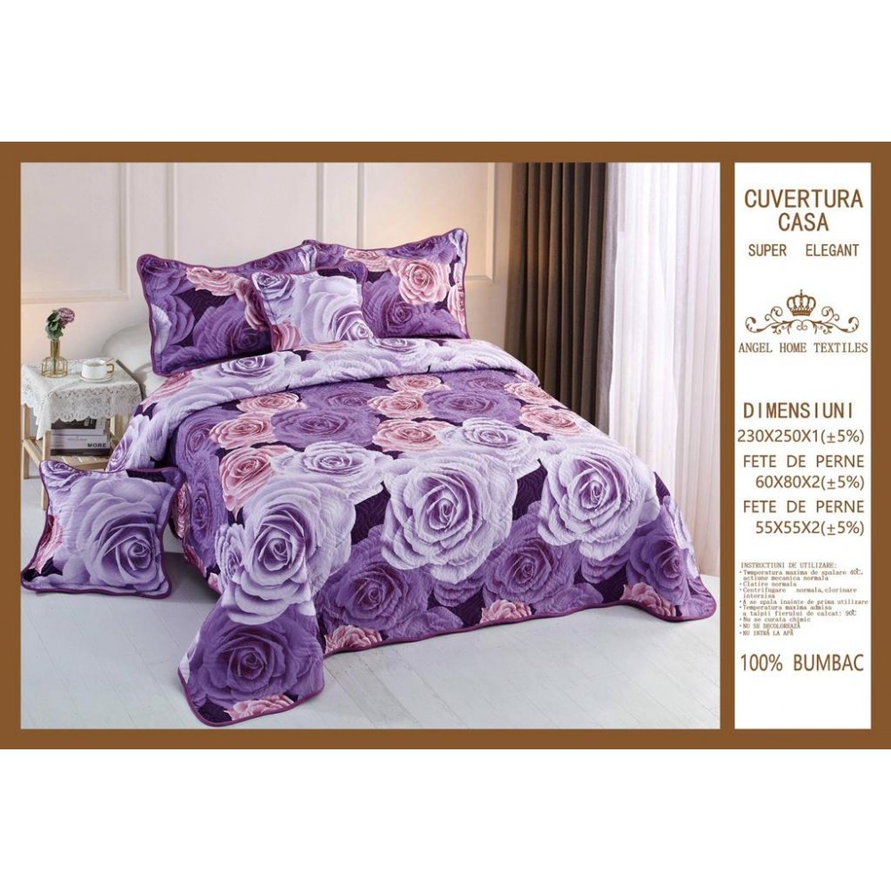 Cuvertura de pat, 5 piese, 230X250 CM, (BUMBAC 100%),CUV_5P7 Cuverturi din bumbac 5 piese