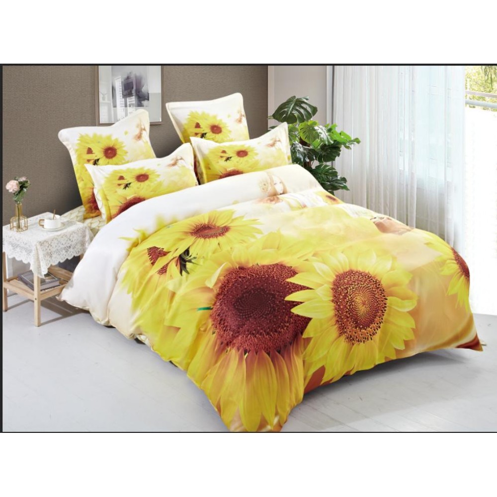 Lenjerie pat dublu, Bumbac Finet Superior, 6 Piese, Bumbac Finet, 3D, YO3D-33 3D Finet