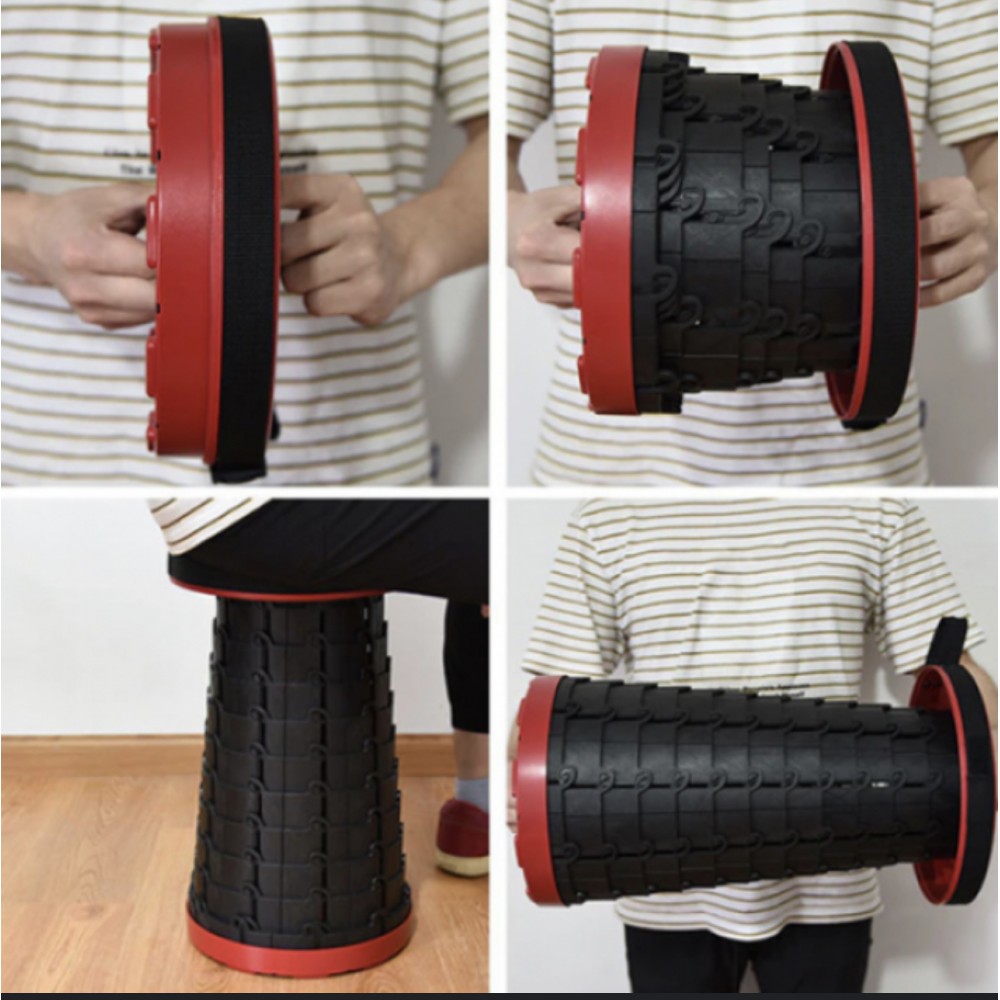 Scaun portabil rotund, retractabil, extensibil cu pliere telescopica