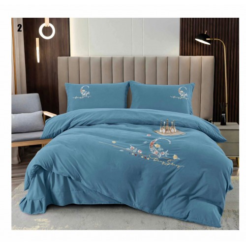Set pat Luxury 4 Piese din Catifea ALBASTRU CSK1