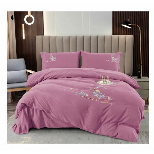 Set pat Luxury 4 Piese din Catifea ROZ CSK11
