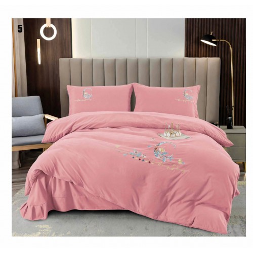 Set pat Luxury 4 Piese din Catifea ROZ PUDRA CSK5