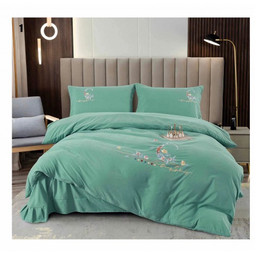 Set pat Luxury 4 Piese din Catifea BLEU CSK6