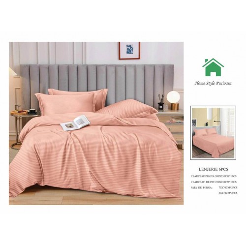 Lenjerie HoReCa, pat dublu, Damasc Finetat Deluxe, 6 piese, SOMON