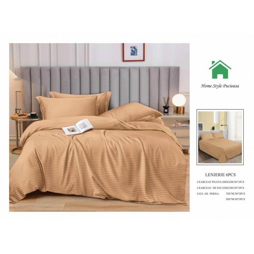 Lenjerie HoReCa, pat dublu, Damasc Finetat Deluxe, 6 piese, MARO