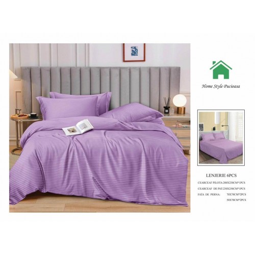 Lenjerie HoReCa, pat dublu, Damasc Finetat Deluxe, 6 piese, MOV