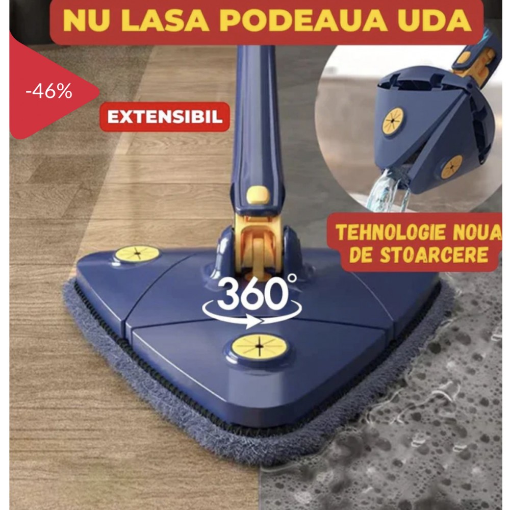 Mop cu cap triunghiular, reglabil, rotire 360 grade