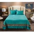 Cuvertura pat dublu, 3 piese, Catifea Matlasata cu Broderie  Aurie, 230x250cm, Jojo Home,TURQOISE, JOCV9
