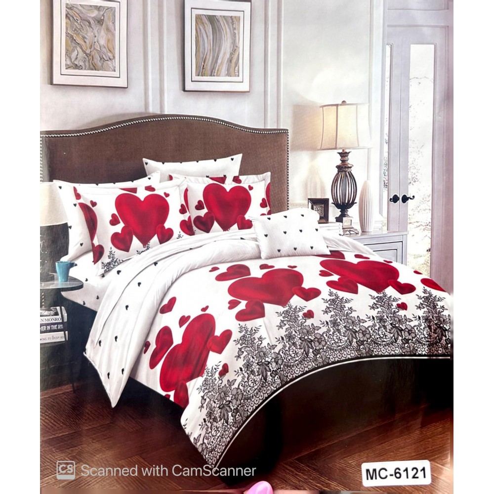 Set Lenjerie de Pat din Finet, 6 Piese, Pat 2 Persoane, LF6PMRY09 Lenjerii din finet 6 piese