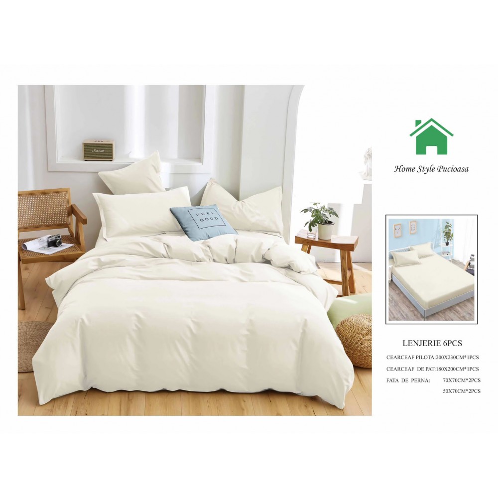 FINET 6 PIESE CU ELASTIC, CULOARE: IVOIRE LENJERII DIN FINET 6 PIESE UNI CU ELASTIC