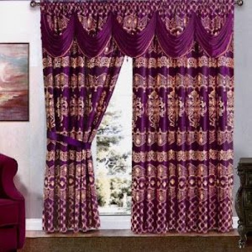 Set draperie Jacquard, 300 x 250,Mov-auriu