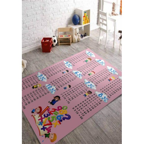 Covor antiderapant , 120 x 180, Tabla inmultirii(roz)