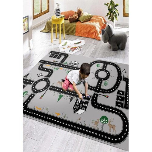 Covor antiderapant , 120 x 180, Traseu pista(gri)