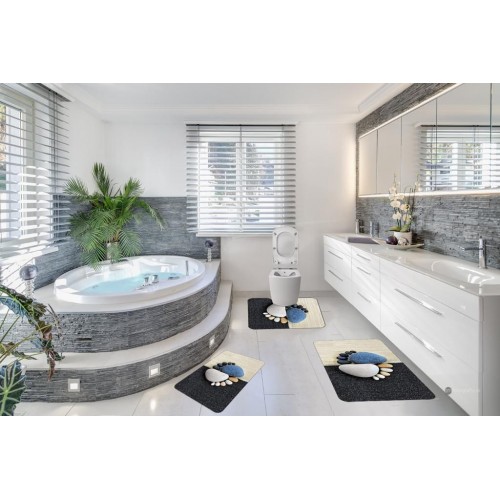 Covoare Pentru Baie, 3 Piese, Antiderapante , model talpi - pietre