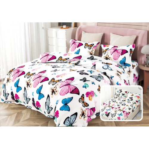 Lenjerie Cocolino 4 piese cu elastic pentru pat dublu CER2