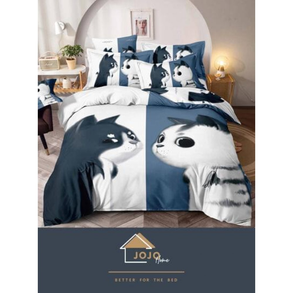 Lenjerie pat dublu, Bumbac Finet Superior, 6 Piese, Bumbac Finet, 3D, J11 LENJERII DIN FINET 6 PIESE 3D
