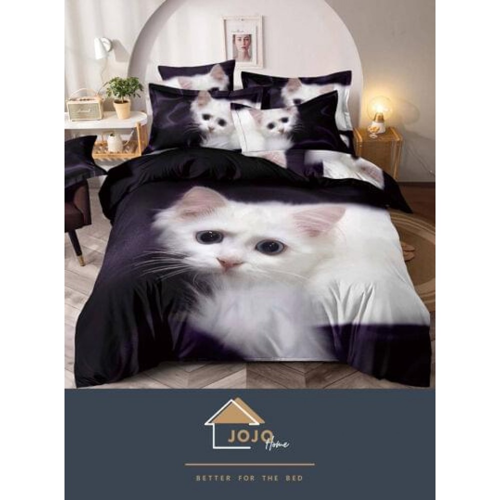 Lenjerie pat dublu, Bumbac Finet Superior, 6 Piese, Bumbac Finet, 3D, J14 LENJERII DIN FINET 6 PIESE 3D