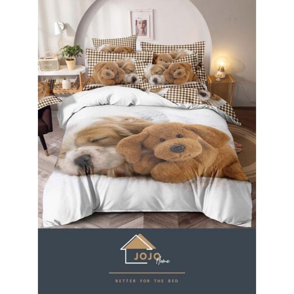 Lenjerie pat dublu, Bumbac Finet Superior, 6 Piese, Bumbac Finet, 3D, J16 LENJERII DIN FINET 6 PIESE 3D