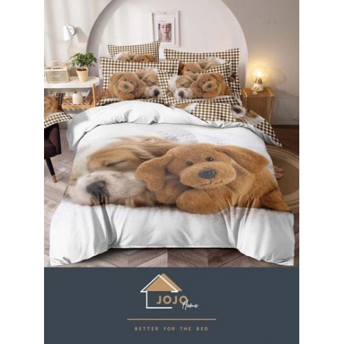 Lenjerie pat dublu, Bumbac Finet Superior, 6 Piese, Bumbac Finet, 3D, J16