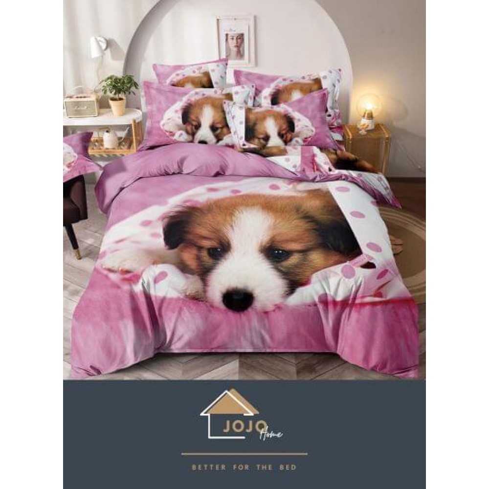 Lenjerie pat dublu, Bumbac Finet Superior, 6 Piese, Bumbac Finet, 3D, J17 LENJERII DIN FINET 6 PIESE 3D