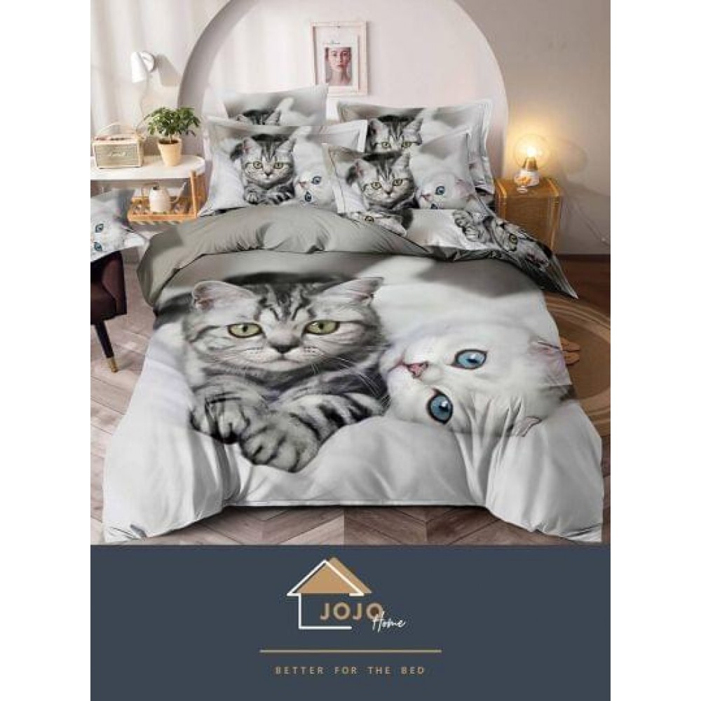 Lenjerie pat dublu, Bumbac Finet Superior, 6 Piese, Bumbac Finet, 3D, J18 LENJERII DIN FINET 6 PIESE 3D