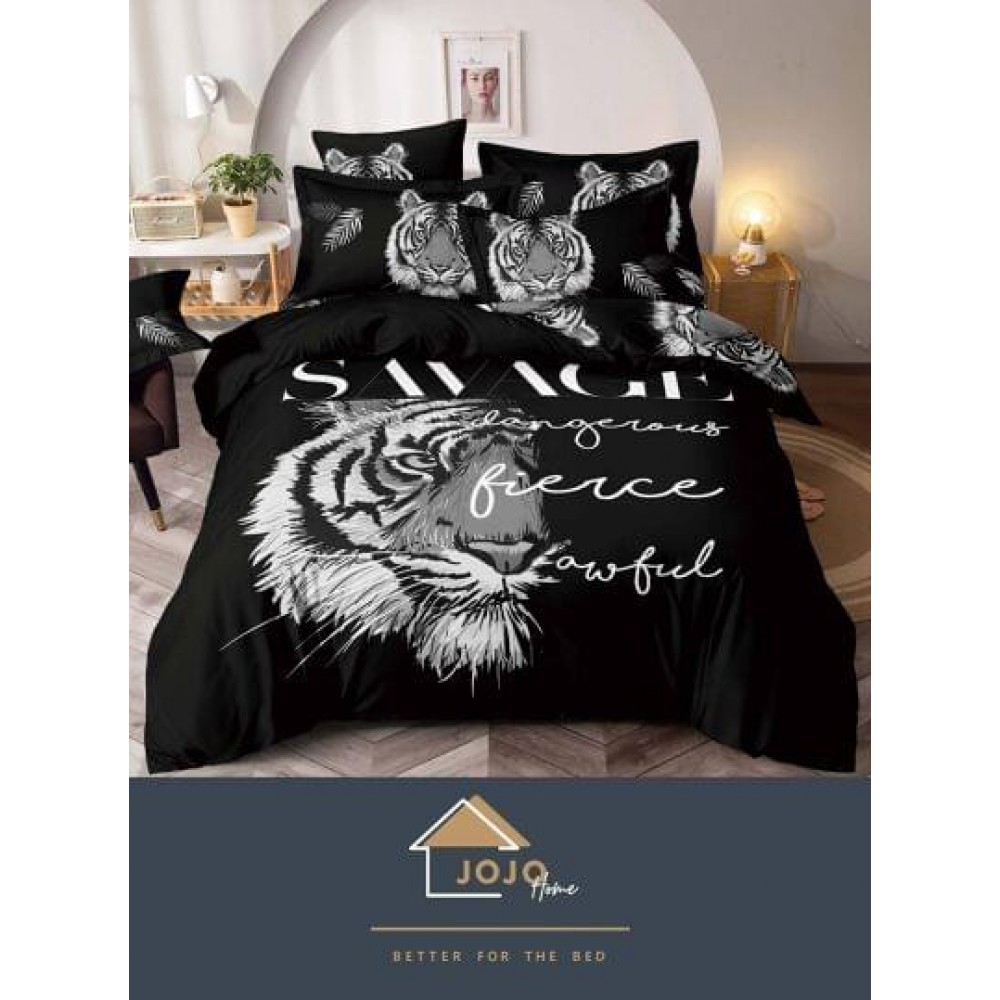 Lenjerie pat dublu, Bumbac Finet Superior, 6 Piese, Bumbac Finet, 3D, J20 LENJERII DIN FINET 6 PIESE 3D